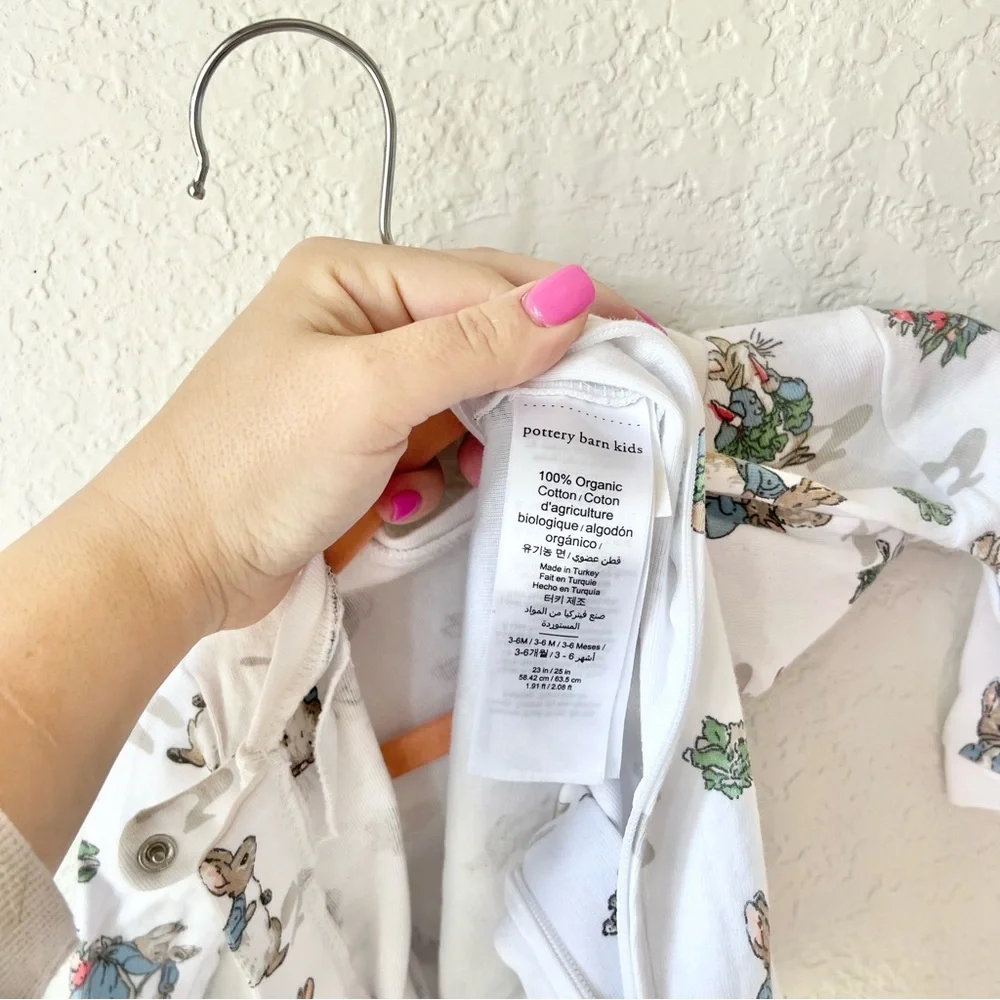 Pottery Barn Kids Peter Rabbit Easter Organic Cotton Zip Up Sleeper Sz 3-6M